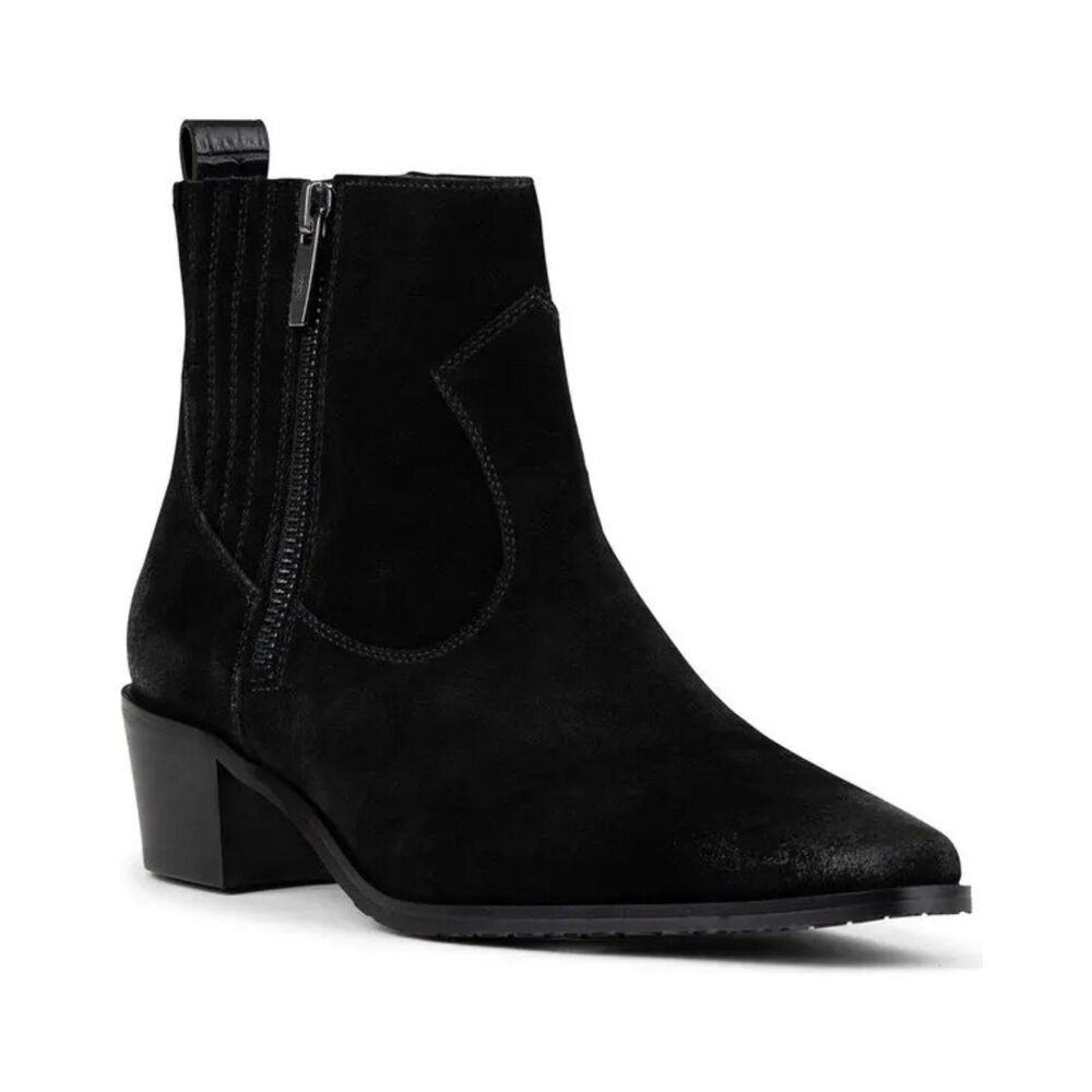 NWOB Women's Donald Pliner Banks Western Style Booties in Black Suede Size 7.5